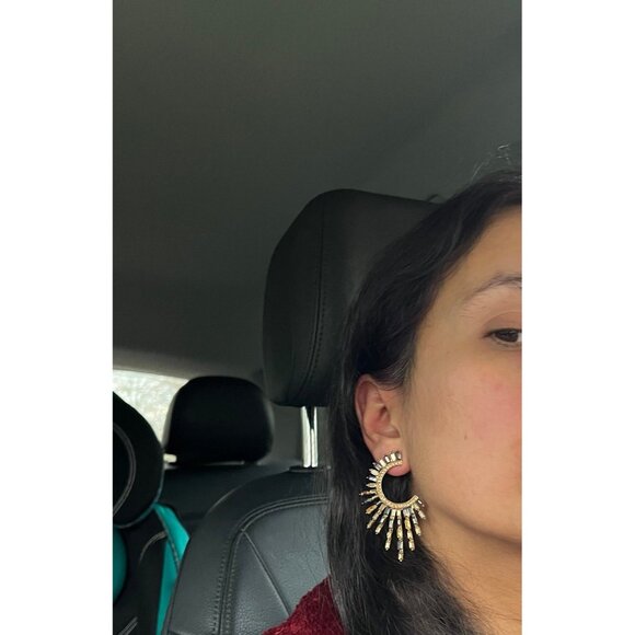 Big statement earrings gold gray studs big star champagne geometric earrings - Picture 4 of 8